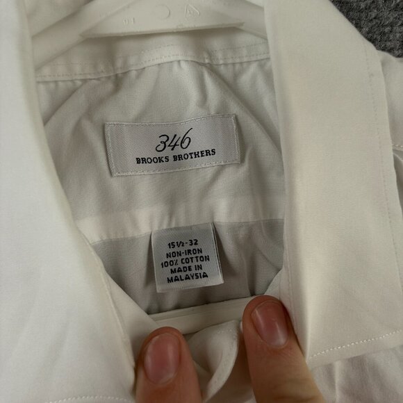 Brooks Brothers Non Iron Button Up Shirt Long Sleeve Men White 15.5 32 Woven ** - Picture 9 of 16